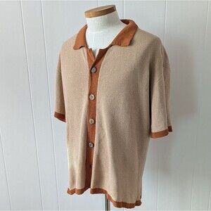 Lost In Nowhere Russell Knit Short Sleeve Shirt In Vintage Brown Size XL